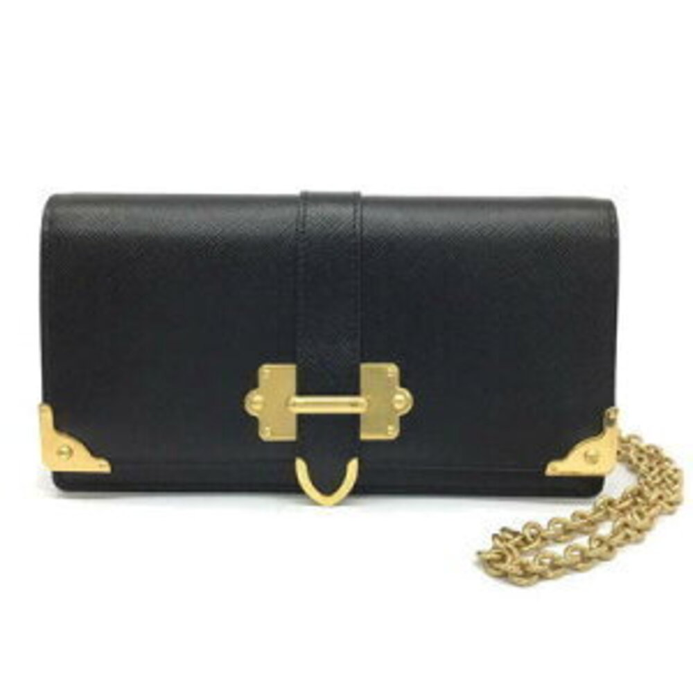 PRADA Cahier Chain Shoulder Bag SAFFIANO Nero Black